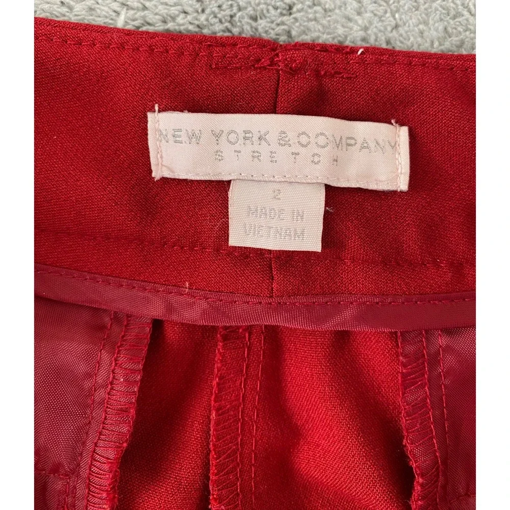 New York & Company Stretch Red Dress Pants Womens 12 Straight Leg Workwear